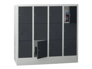 lockerkast,HxBxD 1187x1600x500mm,4x3vakken,RAL7035,front RAL7016 - 2