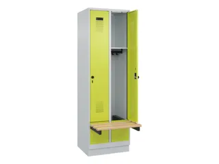 locker met bank,HxBxD 1950x600x815mm,2vak,vak B 300mm,draaigrendel - 1