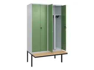 PBM-locker met bank,HxBxD 2120x1200x815mm,4vak,vak B 300mm - 2