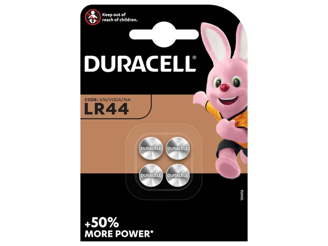 Batterij Duracell knoopcel 4x LR44 alkaline Ø11,6mm