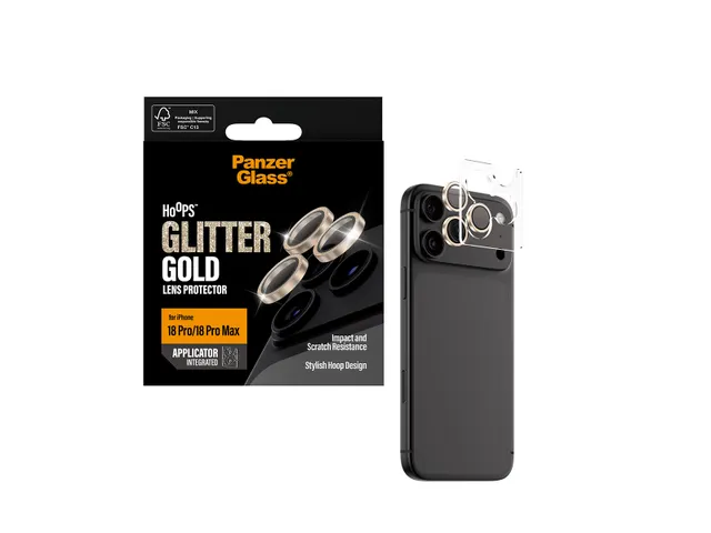 PanzerGlass Hoops Camera Lens Protector Glitter Gold iPhone 18 Pr