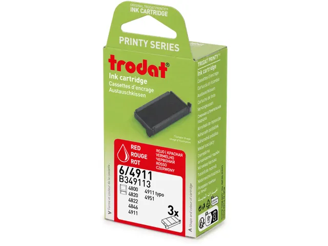 Trodat Vervangkussen voor stempel 4911/4820/4822/4846 3 stuks Rood