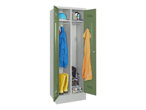 garderobekast,HxBxD 1850x600x500mm,2vak,RAL7035,front RAL6011