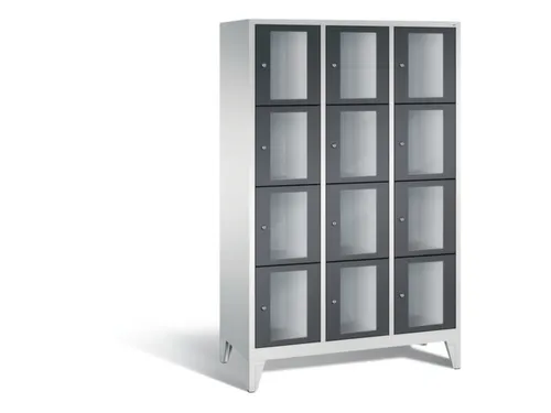 Lockerkast 1850x1200x500mm 3x4 vakken Cilinderslot Poten, RAL7021