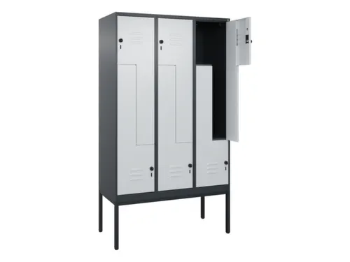 Z-garderobekast,HxBxD 2120x1200x500mm,vak B 200/400mm,draaigrendel