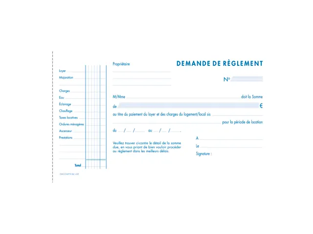 Manifold Quittances de loyer 12,5x21cm 50 feuillets tripli autocopiant