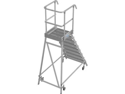 bordestrap,verrijdbaar,bordes H 1,95m,8treden m. R13-laag,aluminium