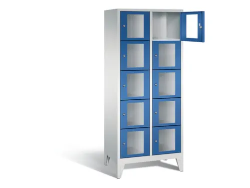 Lockerkast 1850x810x500mm 2x5 vakken Cilinderslot Poten, RAL5010