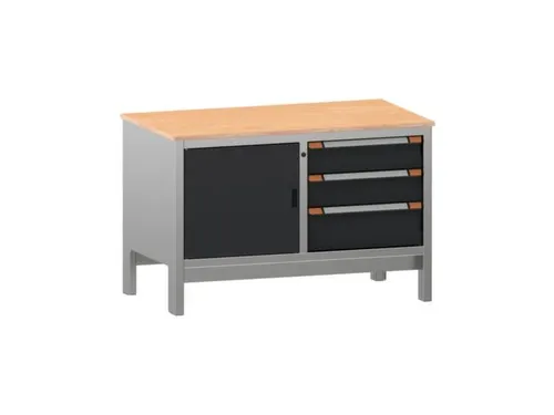 werkbank,HxBxD 870x1250x725mm,multiplexblad,draagverm. 1000kg,4voeten