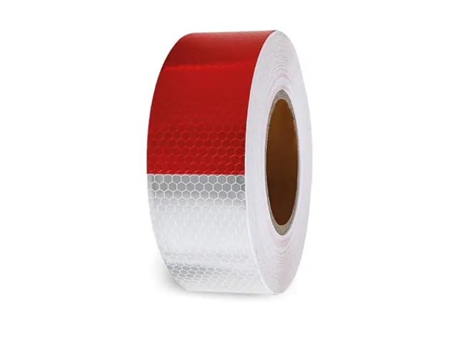 Reflecterende tape Rood Wit 5 cm x 5 m met honingraatpatroon