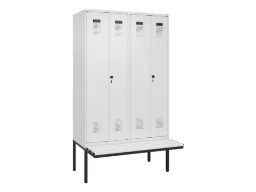 locker met bank,voor scheiding van kleding,HxBxD 2120x1200x815mm,4vak
