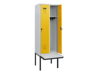 locker met bank,HxBxD 1950x600x815mm,2vak,vak B 300mm,draaigrendel - 1