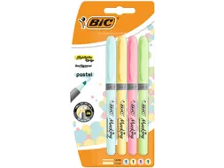 Markeerstift Bic grip pastel assorti blister à 4 stuks