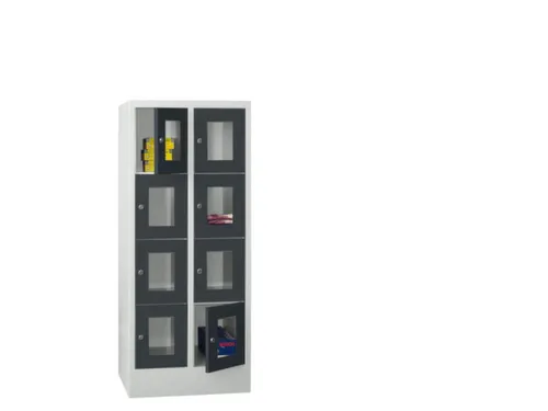 lockerkast,HxBxD 1518x600x500mm,2x4vakken,RAL7035,front RAL7016
