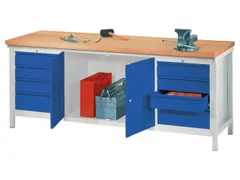 werkbank,HxBxD 900x2000x700mm,onderstel/romp RAL7035,front RAL3000