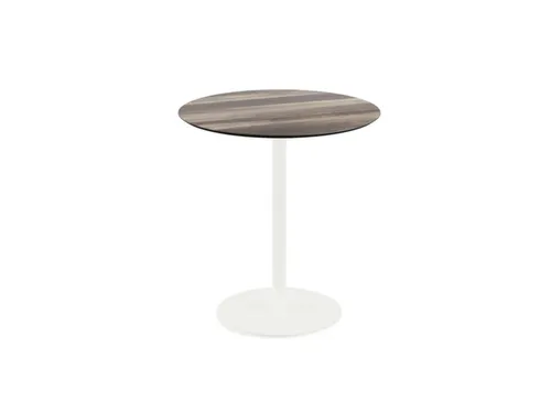 bistrotafel,HxØ 730x700mm,rond,schotelvoet wit,blad HPL Tropical Wood