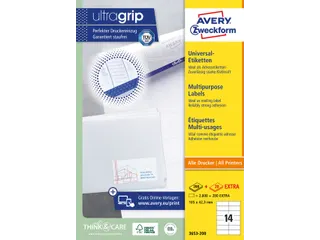 Etiket Avery Zweckform 3653-200 105x42.3mm wit 2800stuks - 2