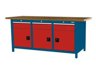 werkbank,HxBxD 860x2000x750mm,onderstel RAL5010,fronten RAL3020 - 3