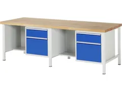 werkbank,HxBxD 840-1040x2500x900mm,beukblad,draagverm. 1250kg