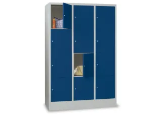 lockerkast,HxBxD 1850x1200x500mm,3x4vakken,RAL7035,front RAL5010 - 2
