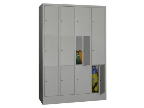lockerkast,RAL 7035,HxBxD 1850x1200x500mm,4x3vakken,vak B 300mm