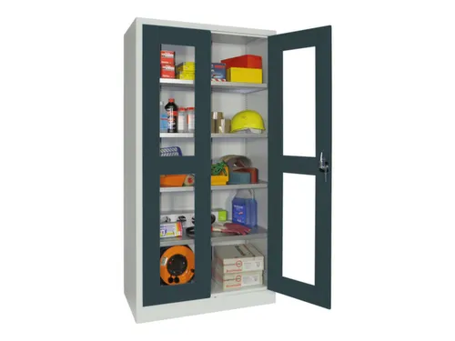 Vitrinekast Hxbxd 1950x1000x400mm Draaideuren Ral7035 Front Ral7016