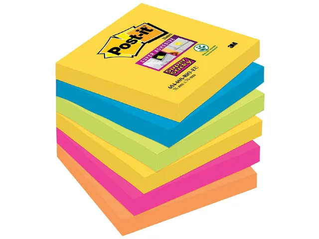 Memoblok 3M Post-it 654-SSRO Super Sticky 76x76mm Rio Assorti