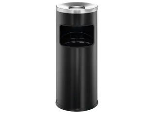 Metalen Afvalbak 17 Liter Met Asbak Metaal Zwart - 1