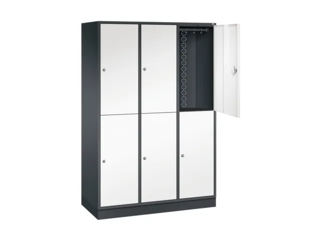 Dubbeldekse garderobekast,HxBxD 1950x1220x500mm,3x2vak.,vak B 360mm