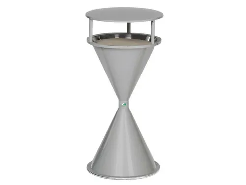 Staande Asbak Met Overkapping Ronde Voet Zilver