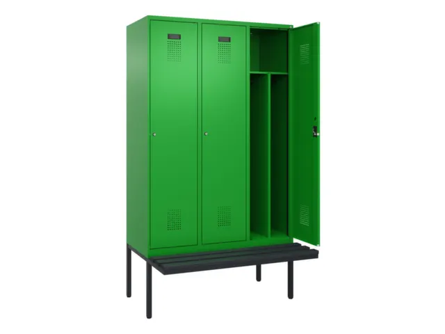 locker met bank,voor scheiding van kleding,HxBxD 2120x1200x815mm,3vak