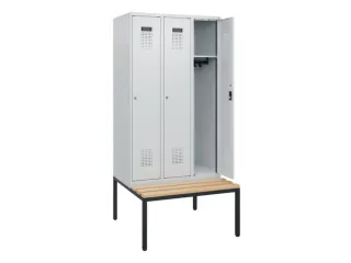 locker met bank,HxBxD 1950x900x815mm,3vak,vak B 300mm,cilinderslot - 1