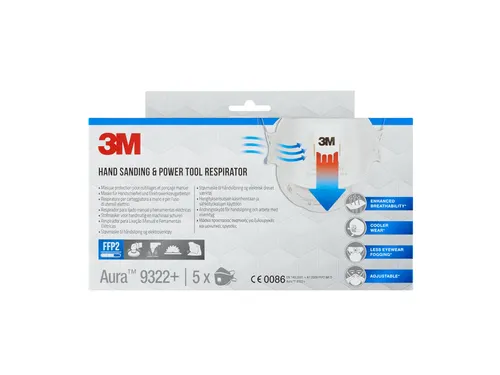 Stofmasker 3M Aura voor schuren 9322+ FFP2 met ventiel 5 stuks