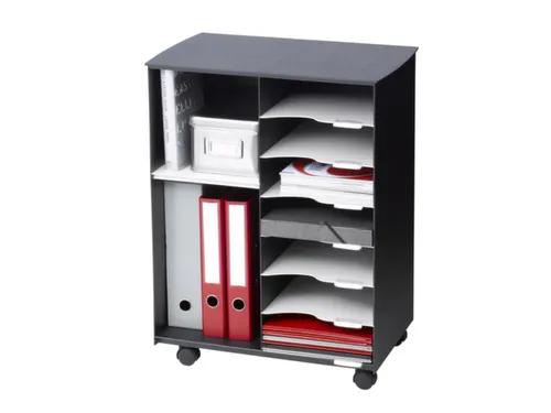 transportwagen,HxBxD 699x545x335mm,7vakken,romp grijs/zwart