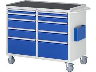 gereedschapswagen 975x1145x650mm metaalblad 450kg 10 laden RAL5010 - 1