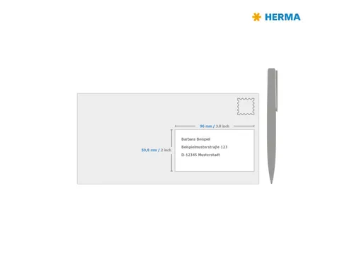 HERMA 10307 Verwijderbare Adresetiket A4 96x50,8mm Wit 1000 stuks
