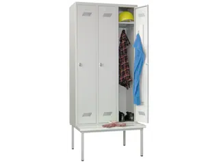 locker met bank,HxBxD 2150x900x500mm,3vak,RAL7035,front RAL5012 - 1