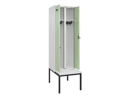 locker met bank,voor scheiding van kleding,HxBxD 2120x600x815mm,2vak