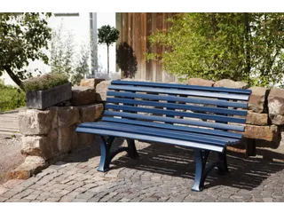 Kunststofbank 800x1500x450mm Zit H 450mm 13 Latten 2 Pootstellen Blauw - 3