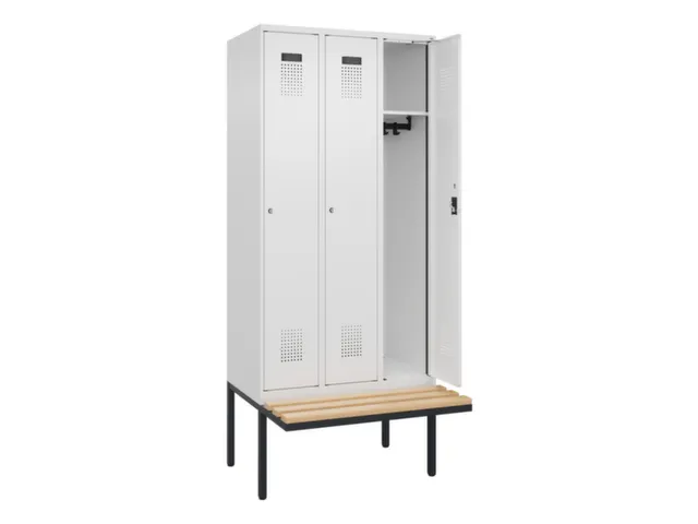 locker met bank,HxBxD 2120x900x815mm,3vak,vak B 300mm,cilinderslot