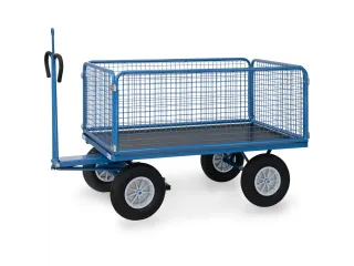 Handtrekwagen 6435PZ 750kg 1535x895mm draadgaas polyurethaan trekoog - 1