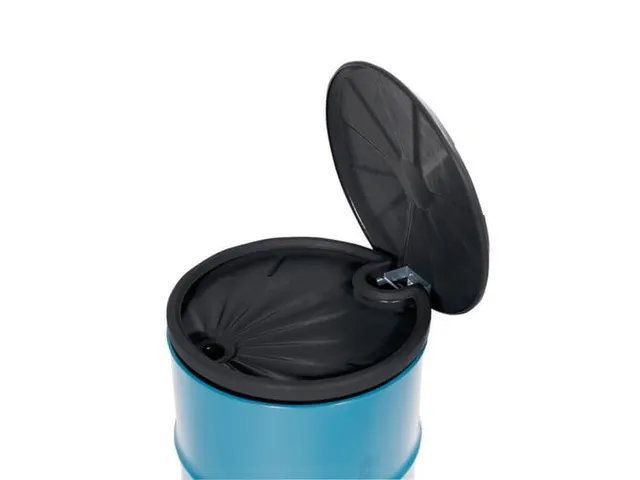 trechter,ESD,v. 200l vat,HxØ 0x580mm,m. deksel,HDPE