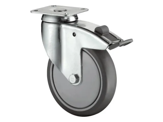 roulette piv. av. frein,force 75kg,bandage TPE,Øxl 75x24mm