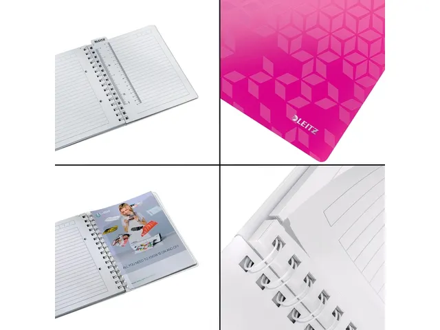 Notitieboek Leitz WOW A5 spiraal PP lijn roze