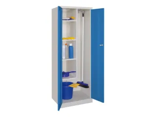 Schoonmaakkast HxBxD 1800x600x500mm 4 Legborden RAL7035 Front RAL5012 - 2