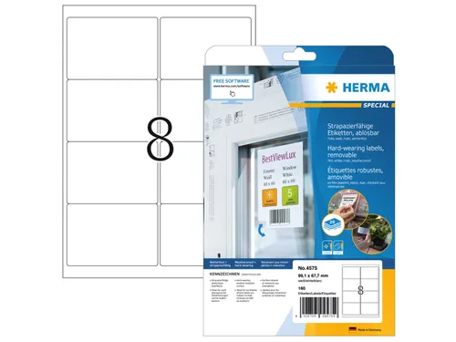 HERMA 4575 Weervaste Folie-etiket A4 99,1x67,7mm removable 160 stuks