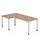 hoek-bureau,HxBxD 680-760x2000x1200mm,blad hout,90 °,4voeten RAL9007