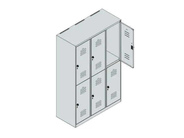 dubbeldekse locker,HxBxD 1850x1200x500mm,3x2vak.,vak B 400mm,cil.-slot