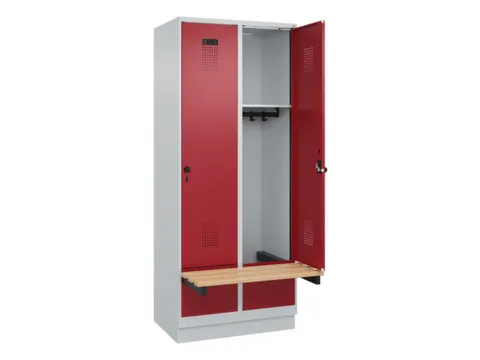 locker met bank,HxBxD 1950x800x815mm,2vak,vak B 400mm,draaigrendel