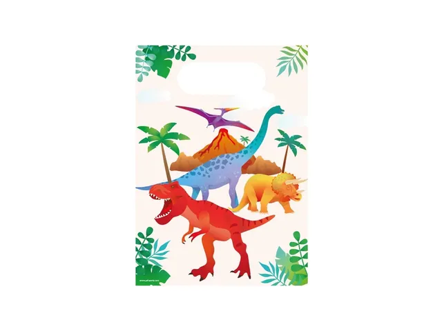 Gift bags Dino Papieren uitdeelzakjes 23x16,5cm 6 stuks